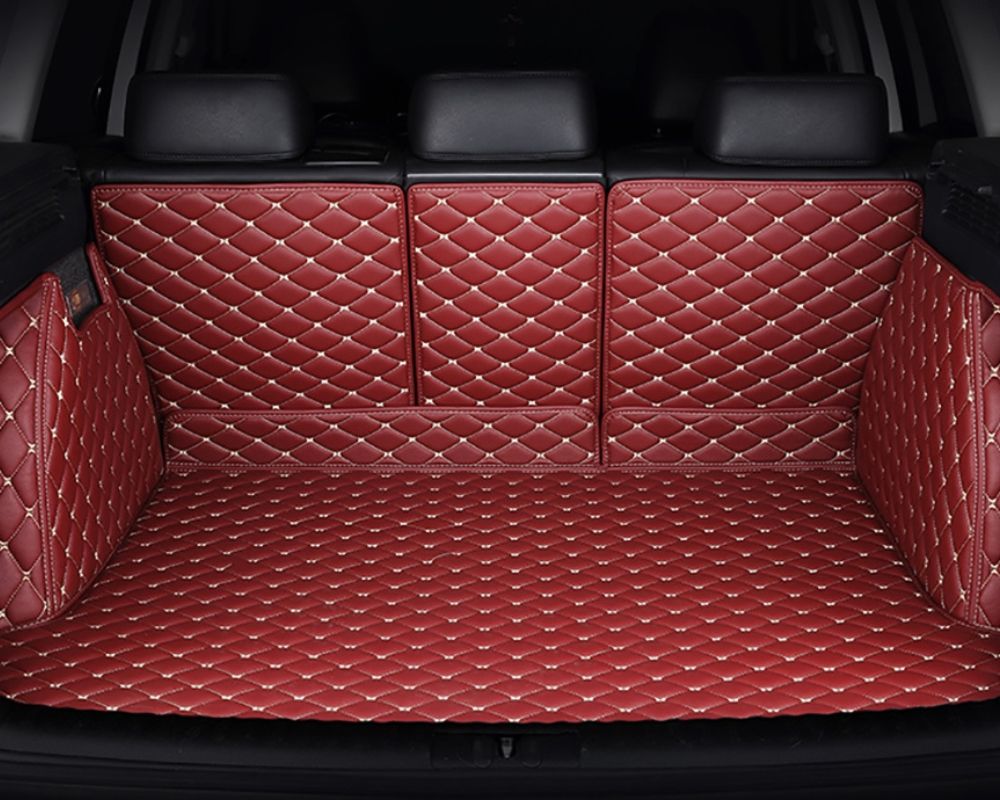 Alternative view of 3D Trunk Mat - Crimson with Beige Stitching